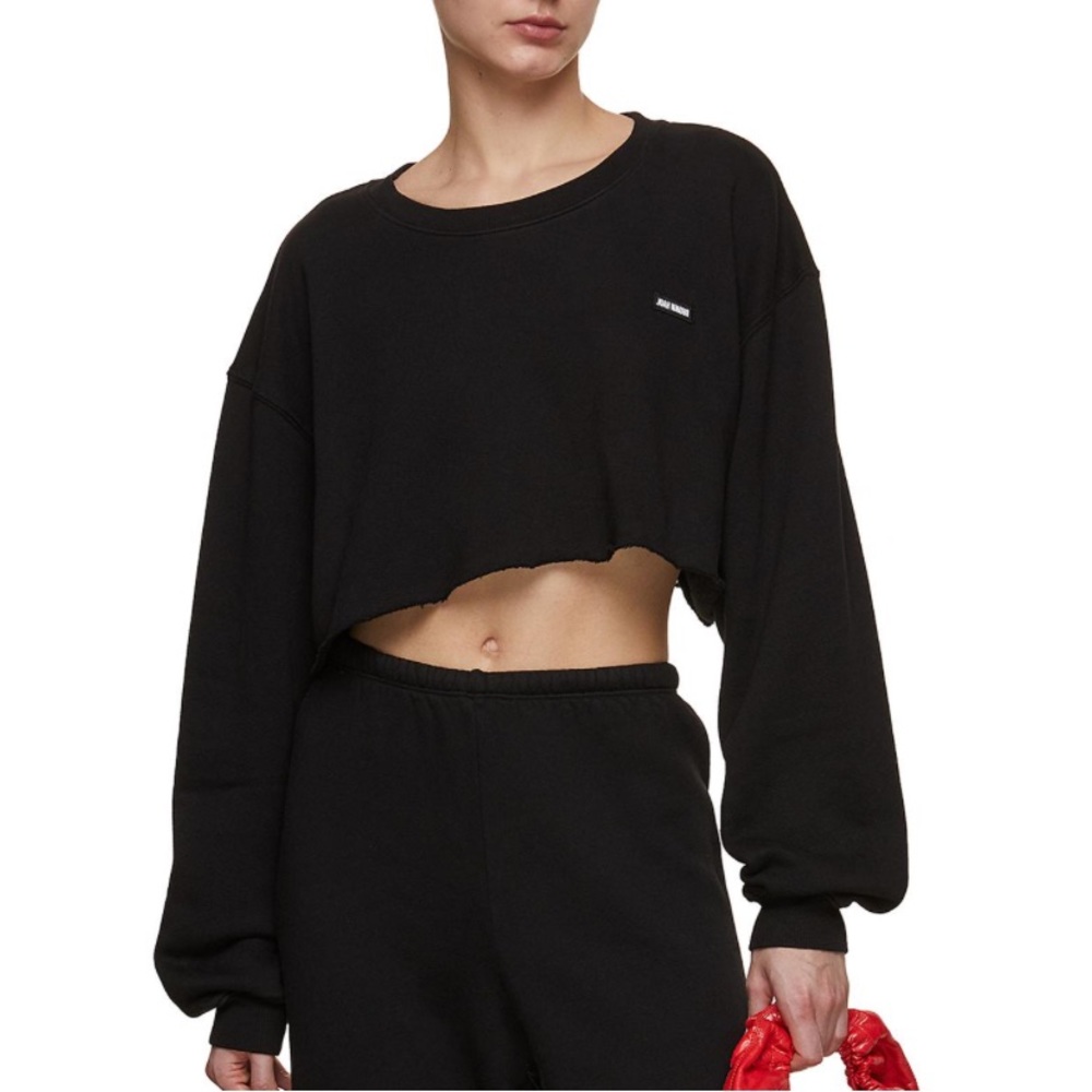 NWT✨JOAH BROWN✨CUT OFF SWEATSHIRT in BLACK